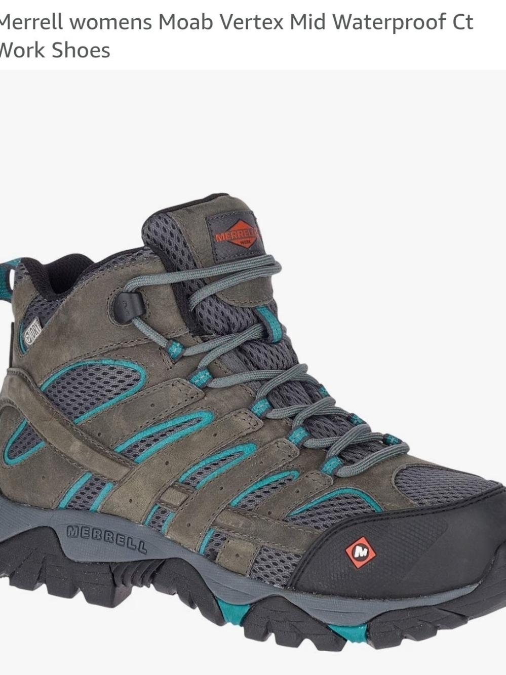 Merrell Gray and Teal Lace-Up Mid Work Boots